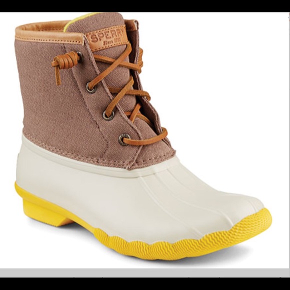 yellow sperry boots